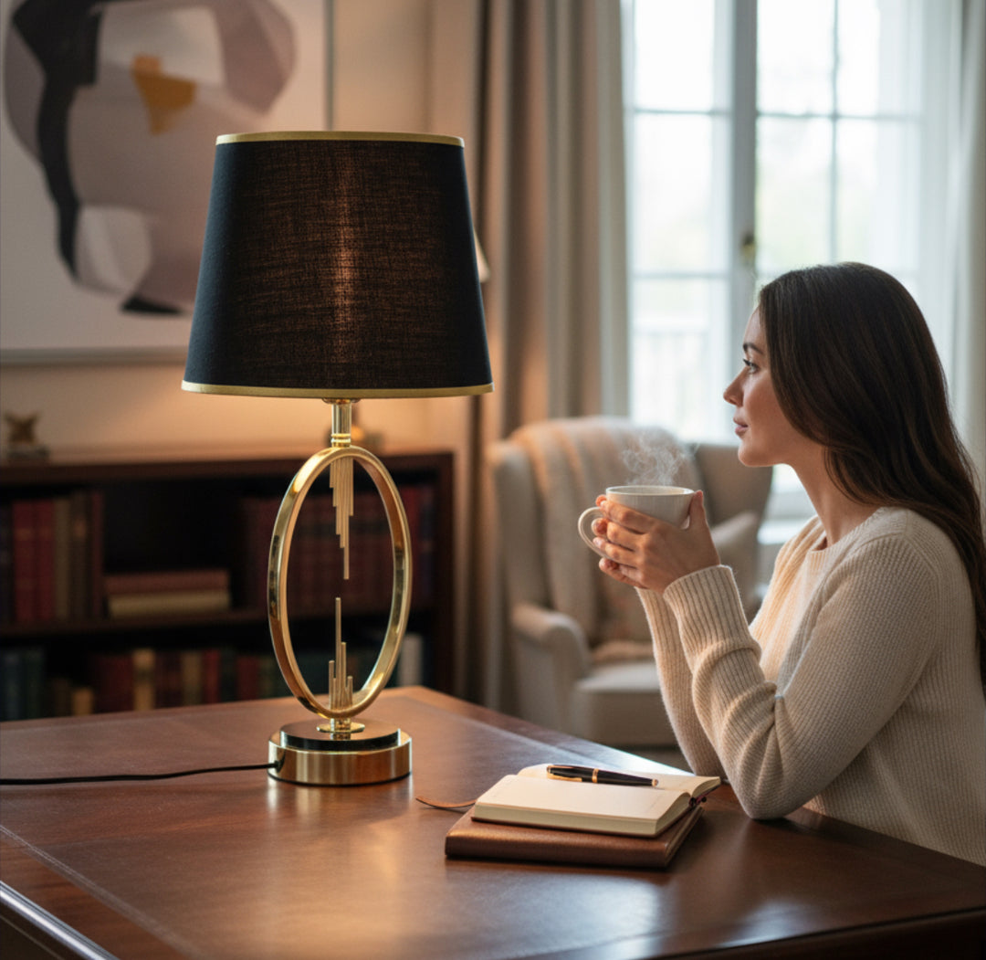 Elegant Gold Oval Ring Table Lamp
