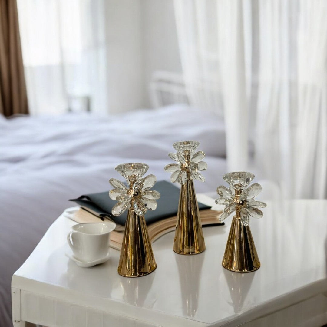 Aurora Crystal Bloom Candle Holders