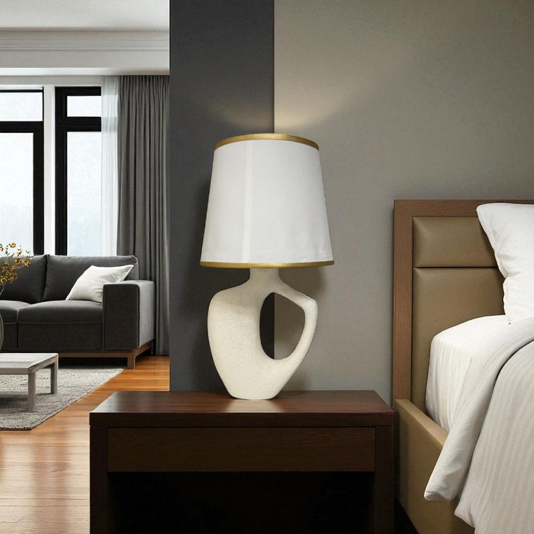 Modern Lux Ceramic Table Lamp – White Edition