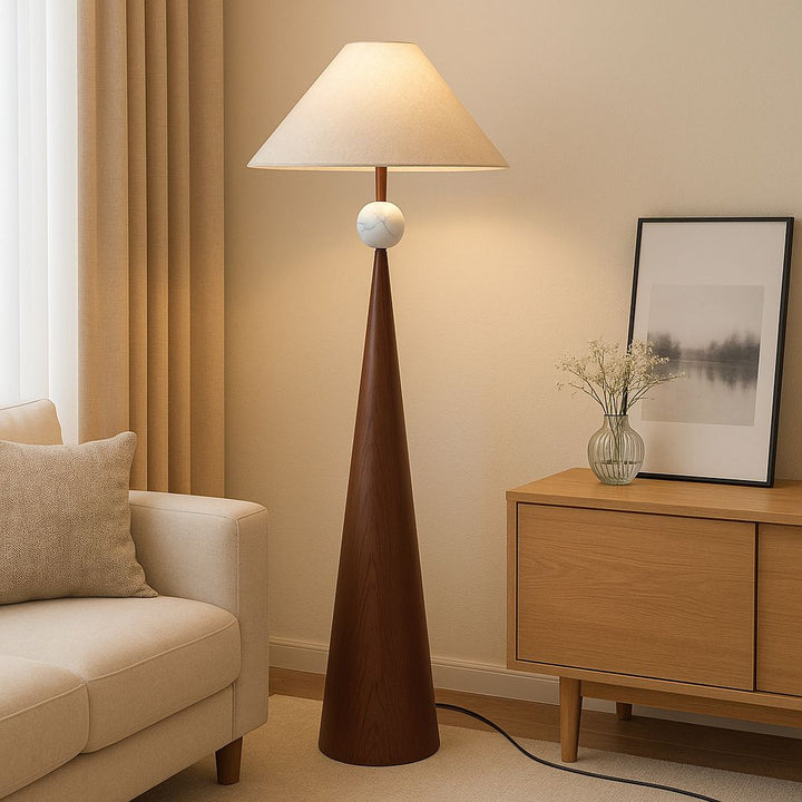 Brown Textured Lumos Cone Contemporary Floor Lamp