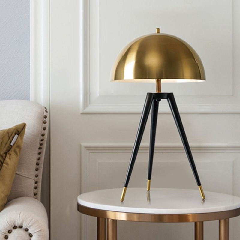 Imported Metallic Tripod Table Lamp with Brass Dome Top