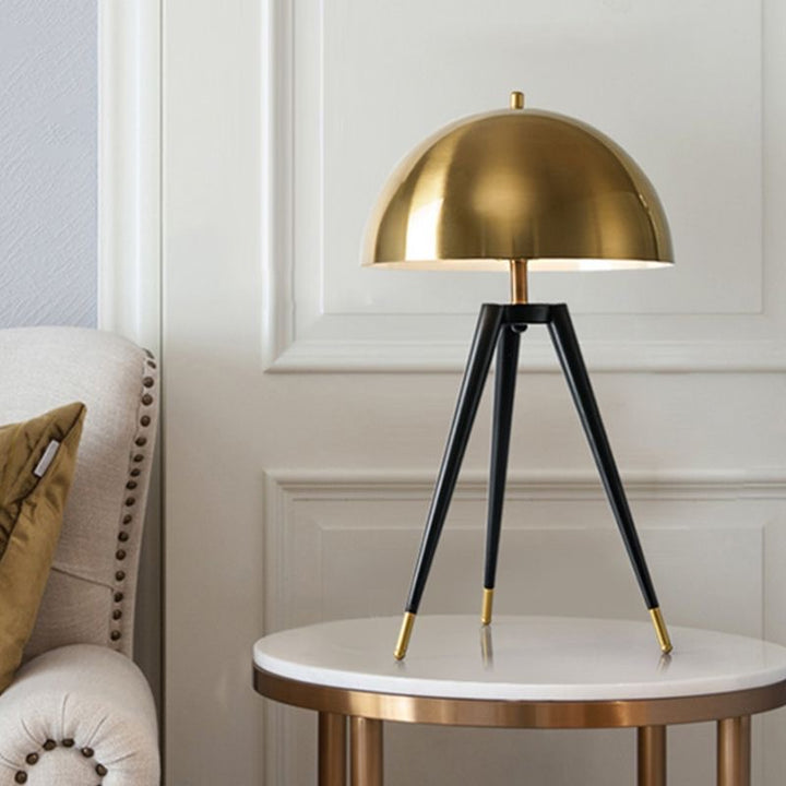 Imported Metallic Tripod Table Lamp with Brass Dome Top