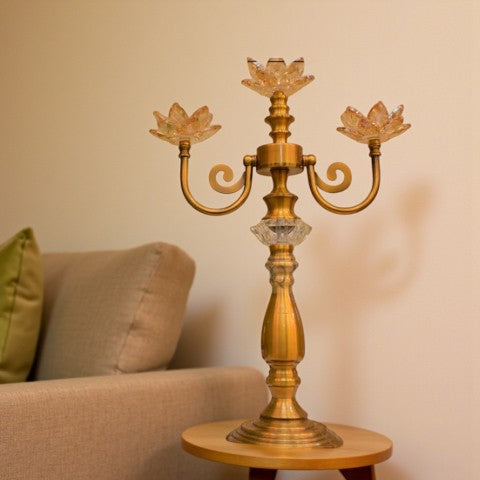Metallic Brass Lotus Dining Stand