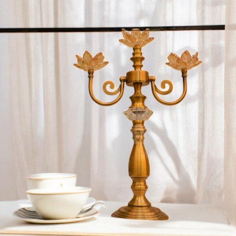 Metallic Brass Lotus Dining Stand