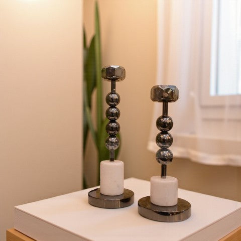 Charcoal Marble Dining Stands