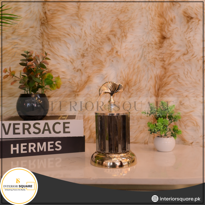 Black Glass Candle Stand