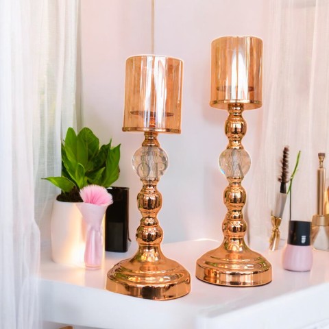 Metallic Crystal Candle Stand