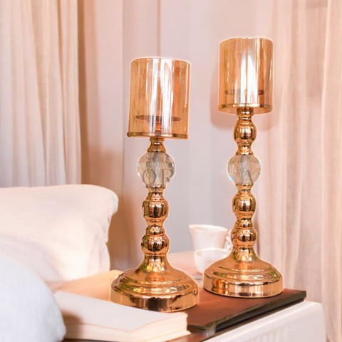 Metallic Crystal Candle Stand