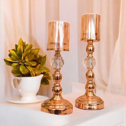 Metallic Crystal Candle Stand