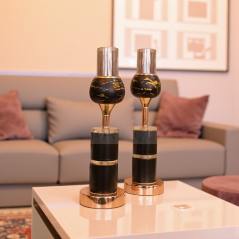 Black Metallic Candle Stand