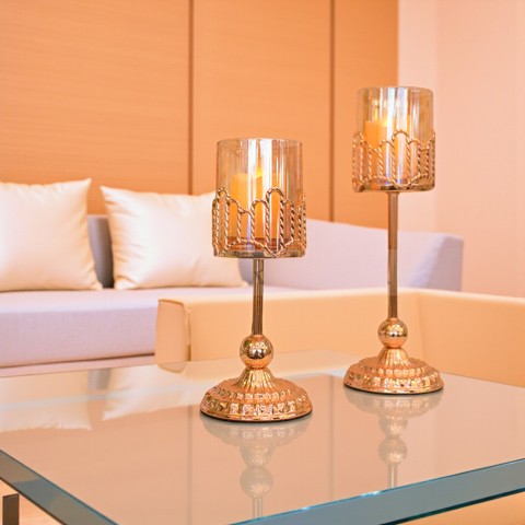 Golden Glass Metal Candle Stand