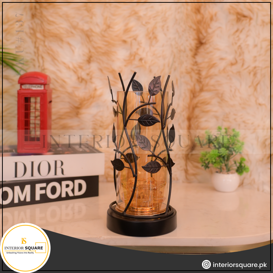 Black Glass Candle Stand