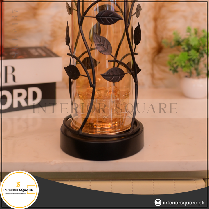 Black Glass Candle Stand