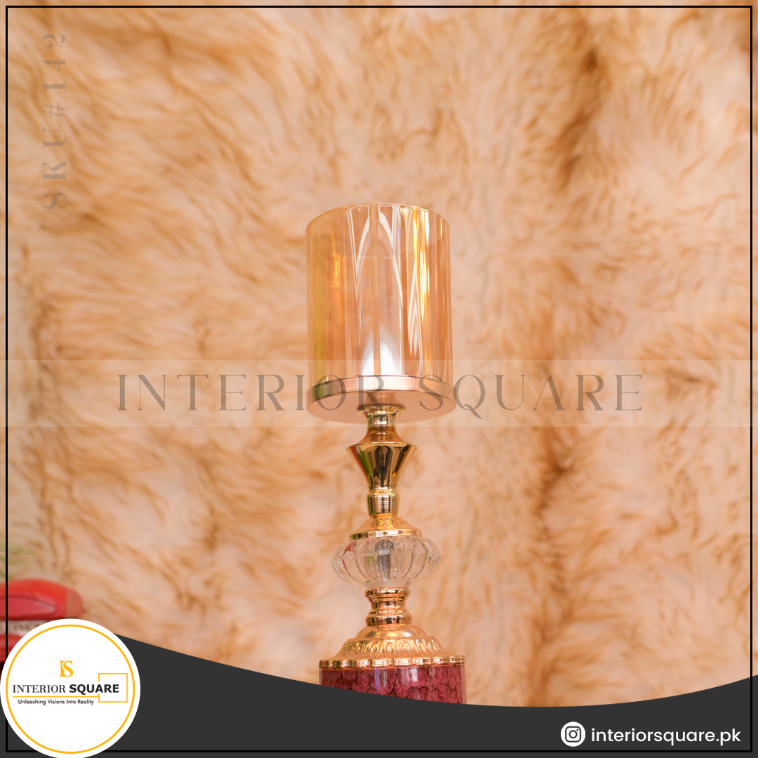 Red Marble Textured Ceramic Candle Stand