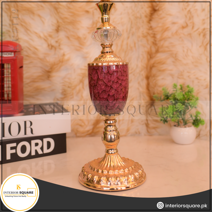 Red Marble Textured Ceramic Candle Stand