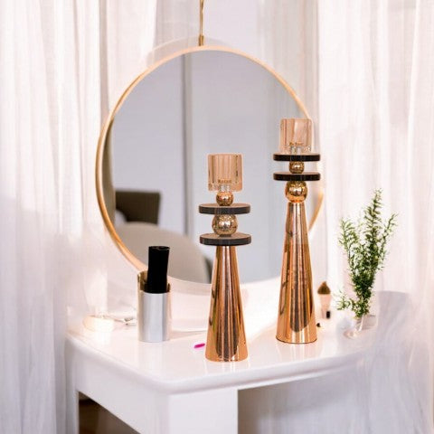 Black Crystal-plates Candle Stands Set