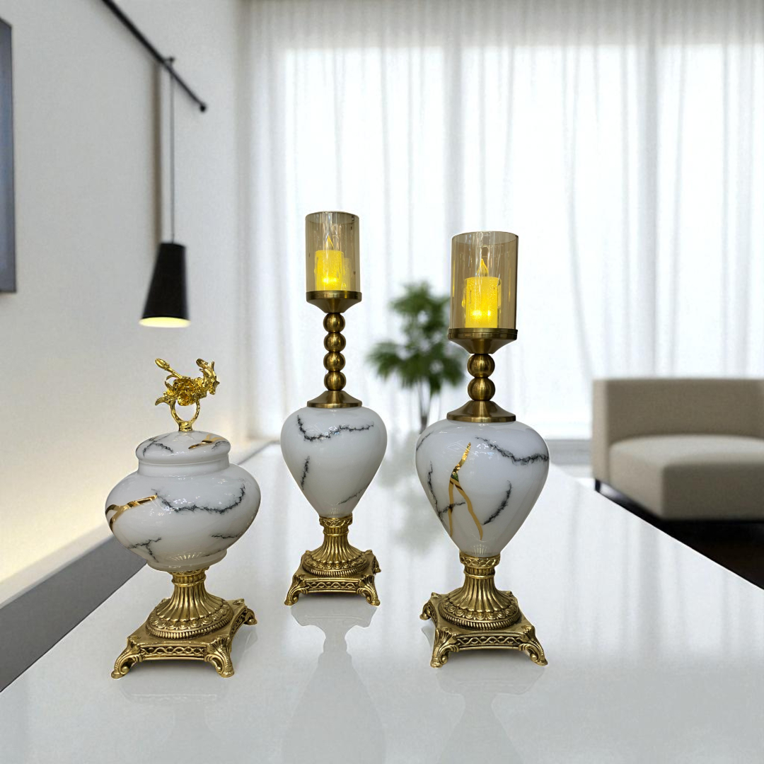 Luxury Marble textured Candle Holders