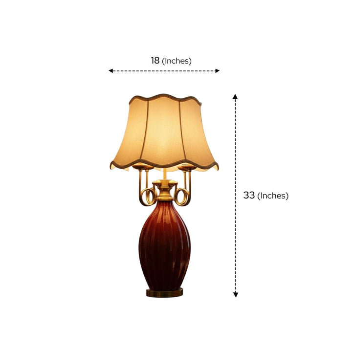 Royal Cherry Red Porcelain Side Table Lamp