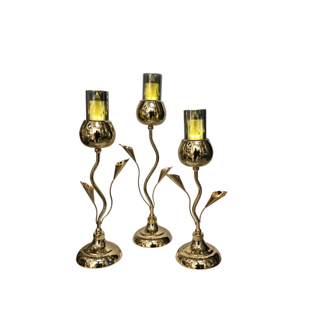 Metallic Golden Candle Holders