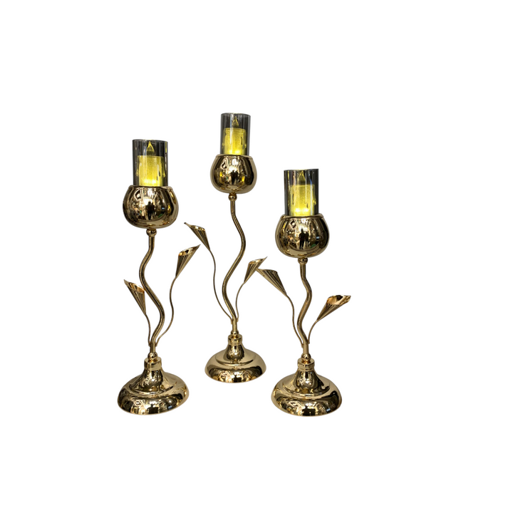Metallic Golden Candle Holders