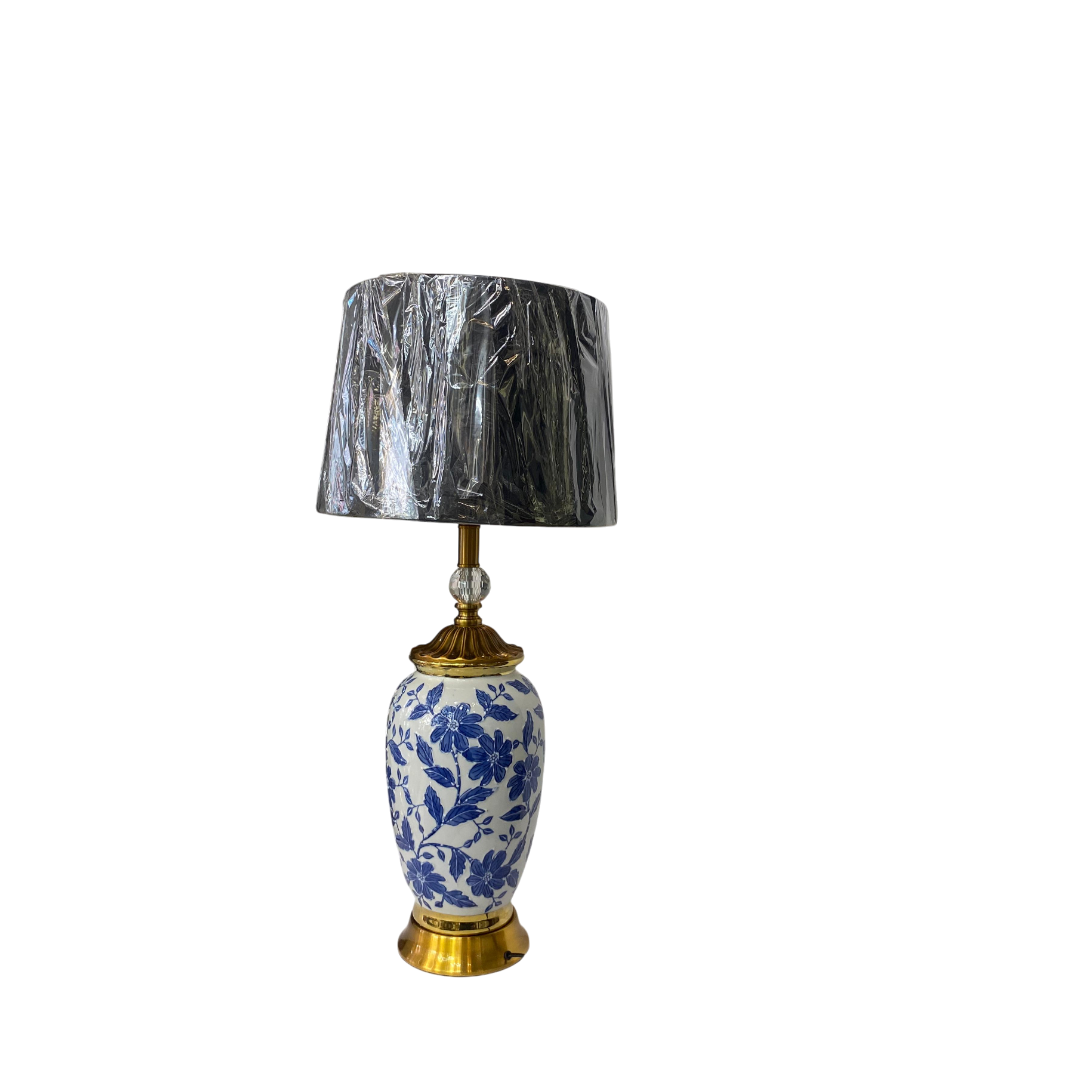 Royal Indigo Elegance Porcelain Side Table Lamp