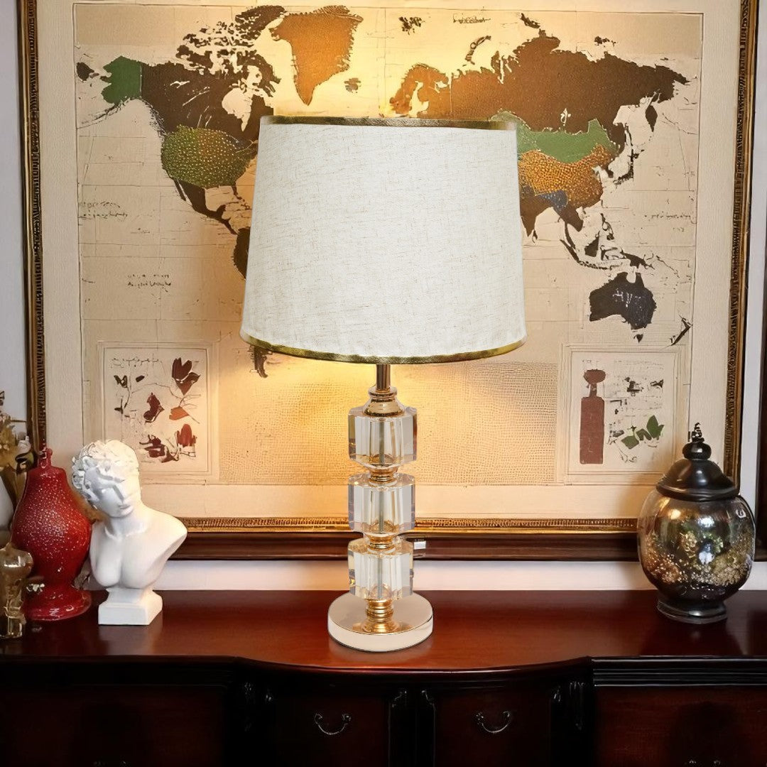 Tressa Sculptural Brass Crystal Table Lamp