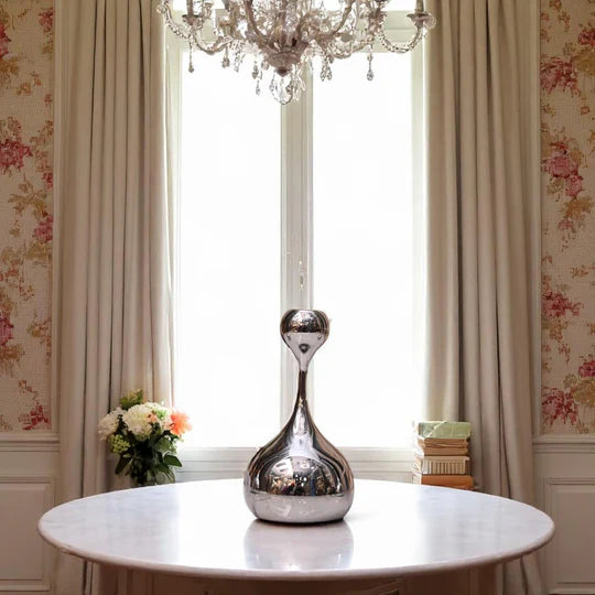 Silveria Chrome Metallic Candle Holder Set