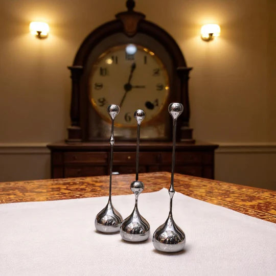 Silveria Chrome Metallic Candle Holder Set