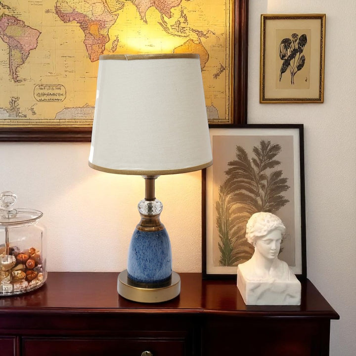 Elora Ceramic Blue Brass Table Lamp