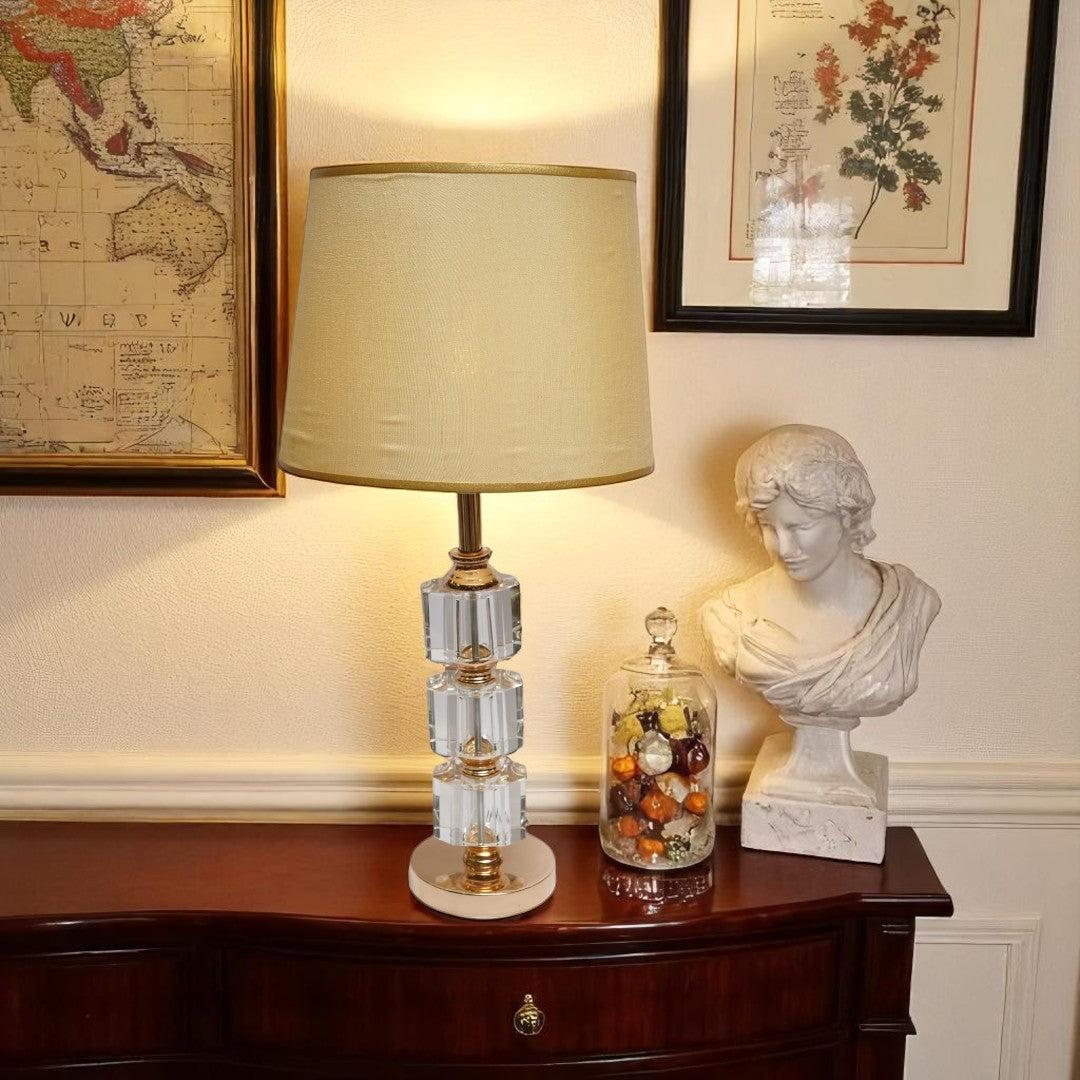 Tressa Sculptural Brass Crystal Table Lamp