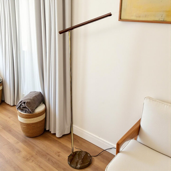 Modern LED Floor Lamp with Wooden Texture Finish