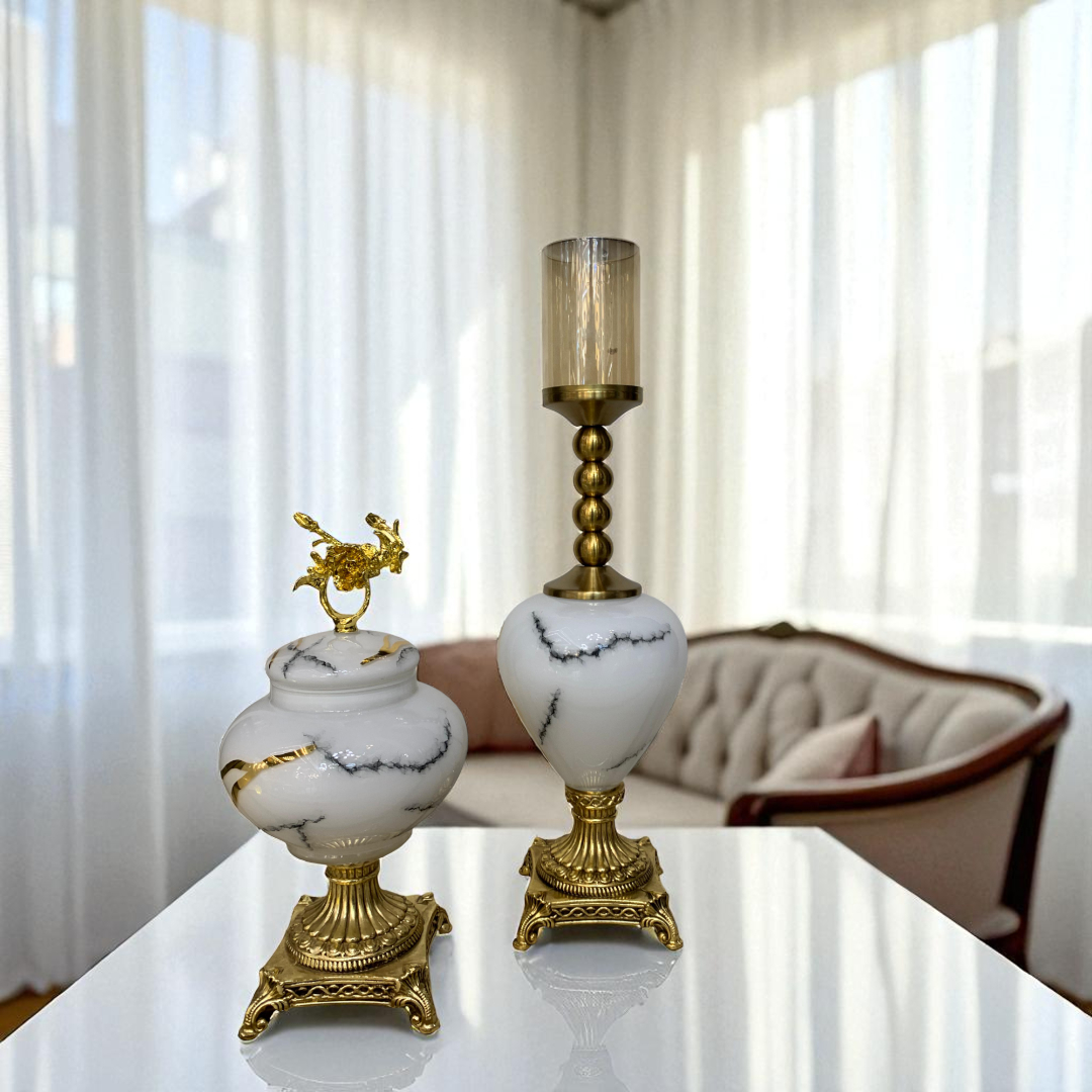 Luxury Marble textured Candle Holders