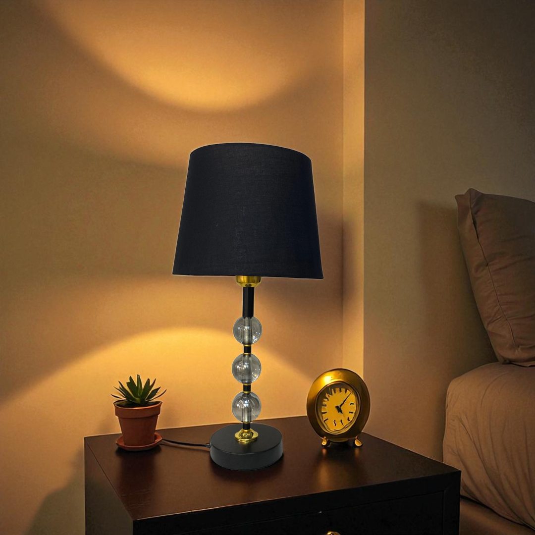 Modern Glass Sphere & Brass Accent Table Lamp