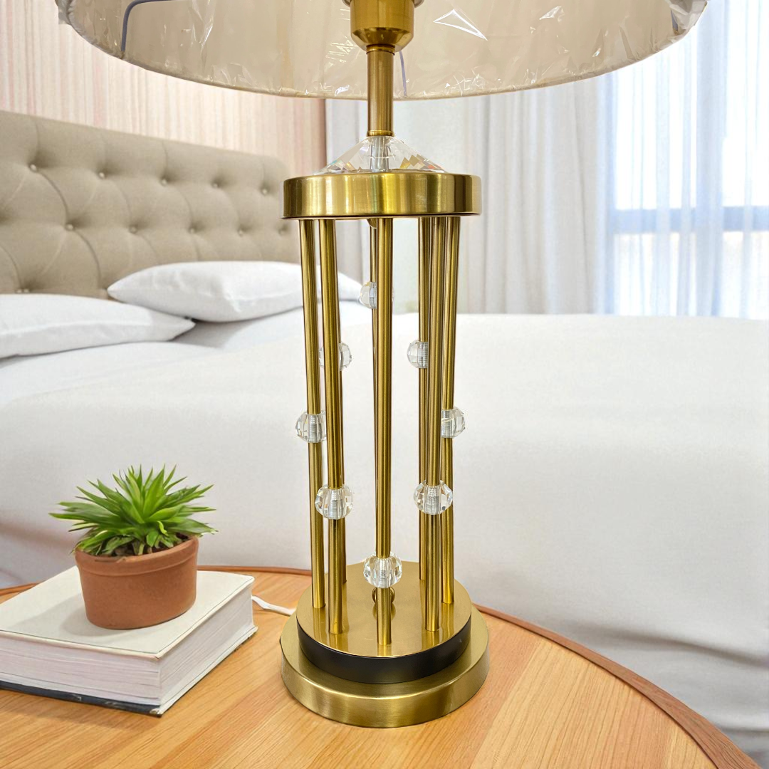 Luxe Metallic Brass Rods Table Lamp
