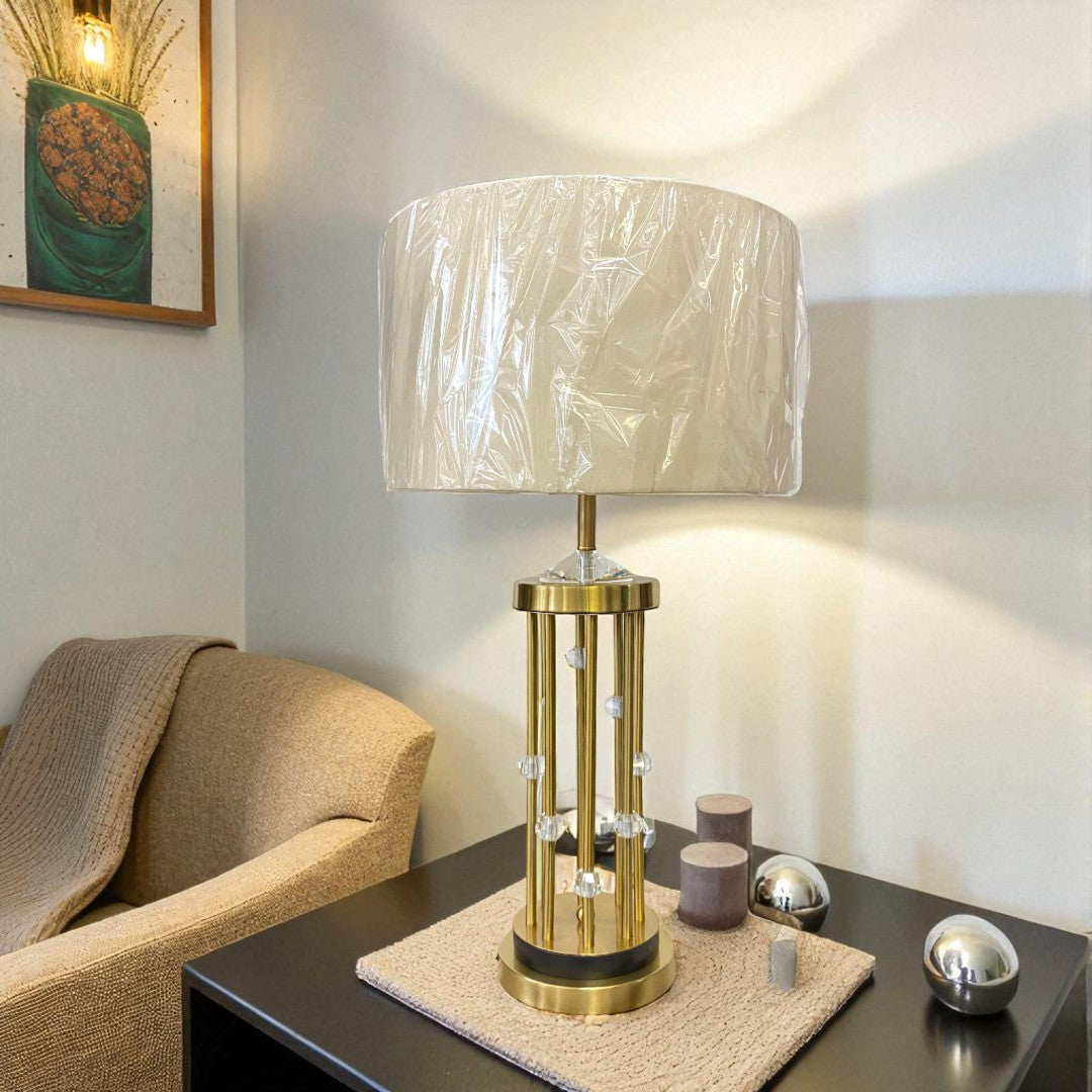 Luxe Metallic Brass Rods Table Lamp