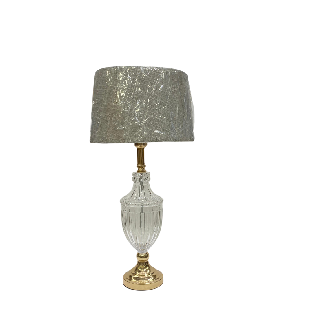 Modern Brass Side Table Lamp with Heavy Glass