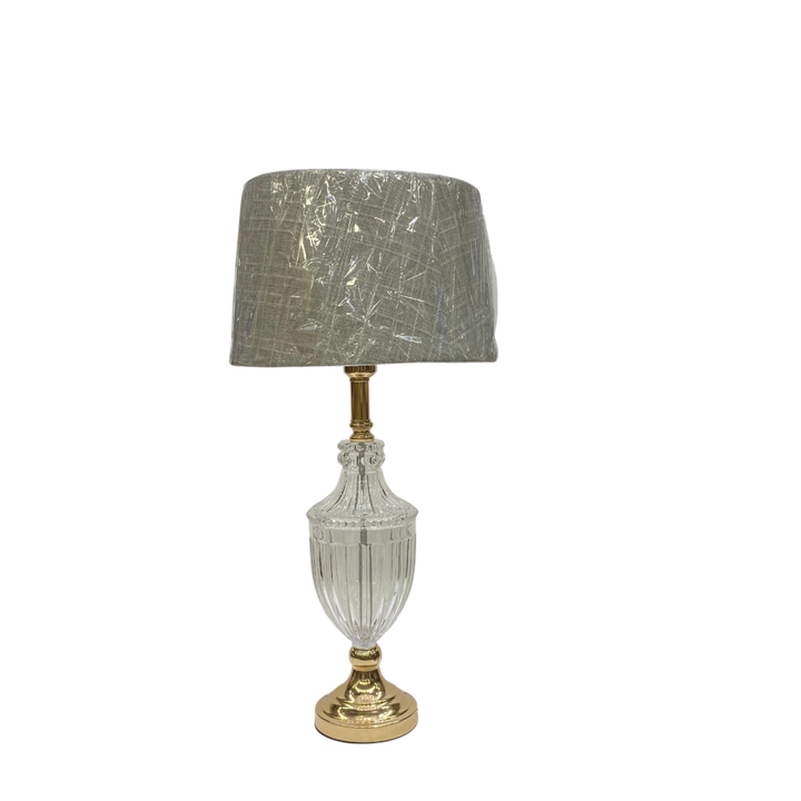 Modern Brass Side Table Lamp with Heavy Glass