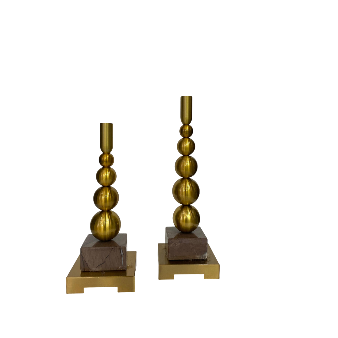 Vintage Brass Candle Holder with Marble Base