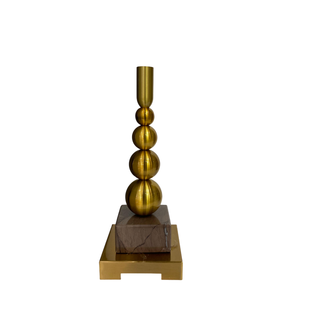 Vintage Brass Candle Holder with Marble Base