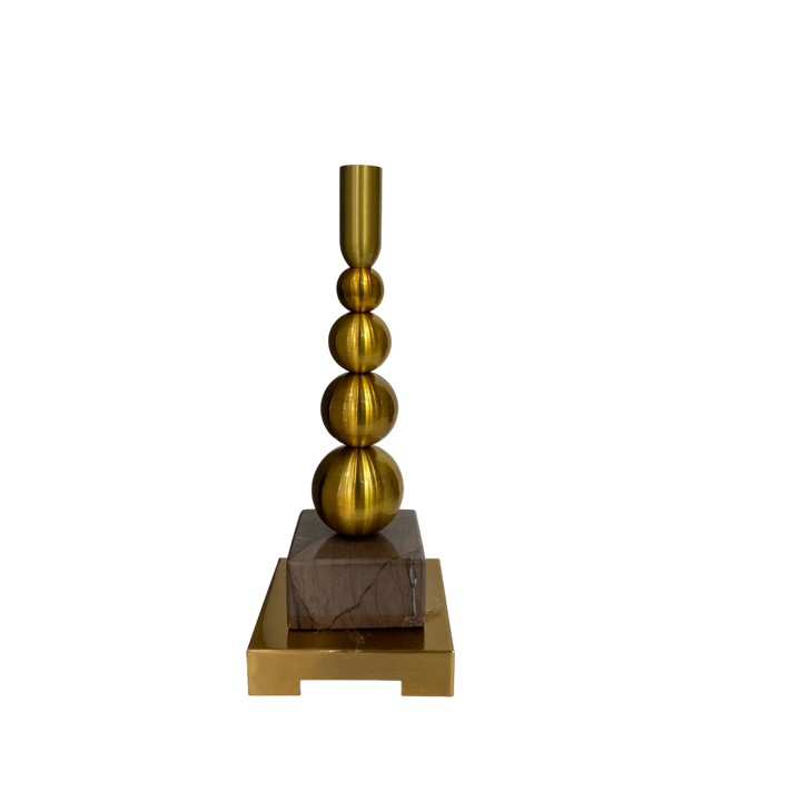 Vintage Brass Candle Holder with Marble Base