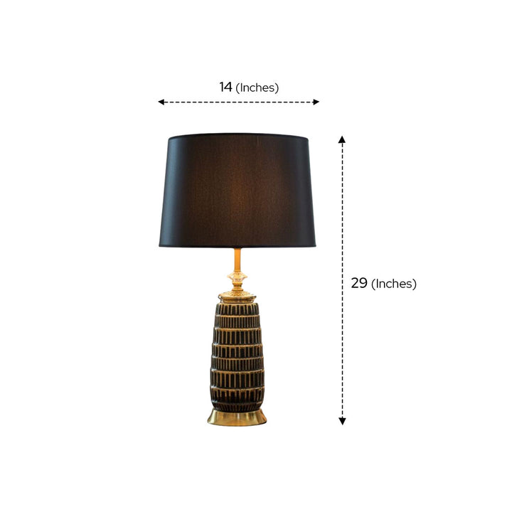 Black & Gold Textured Ceramic Lamp