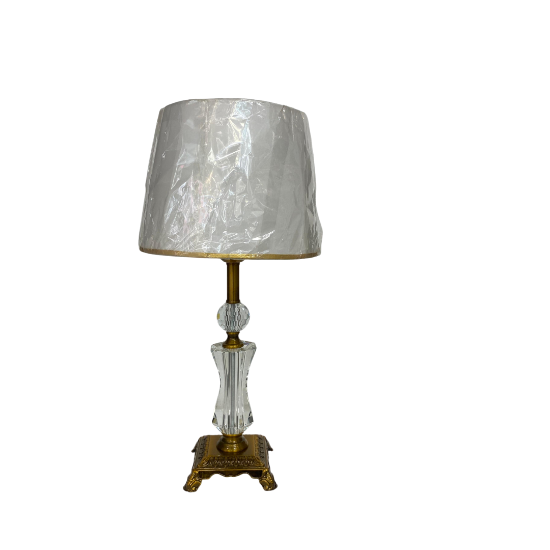 Vintage Brass Crystal Side Table Lamp