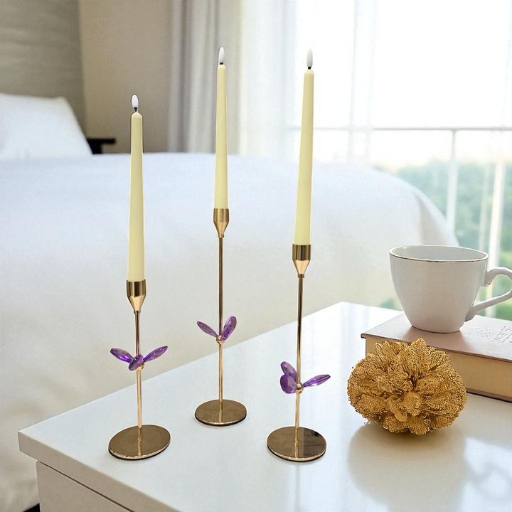 Luxury Golden Metallic Crystal Candle Stand Set