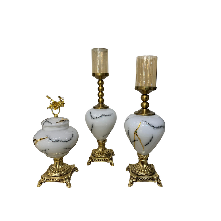Luxury Marble textured Candle Holders