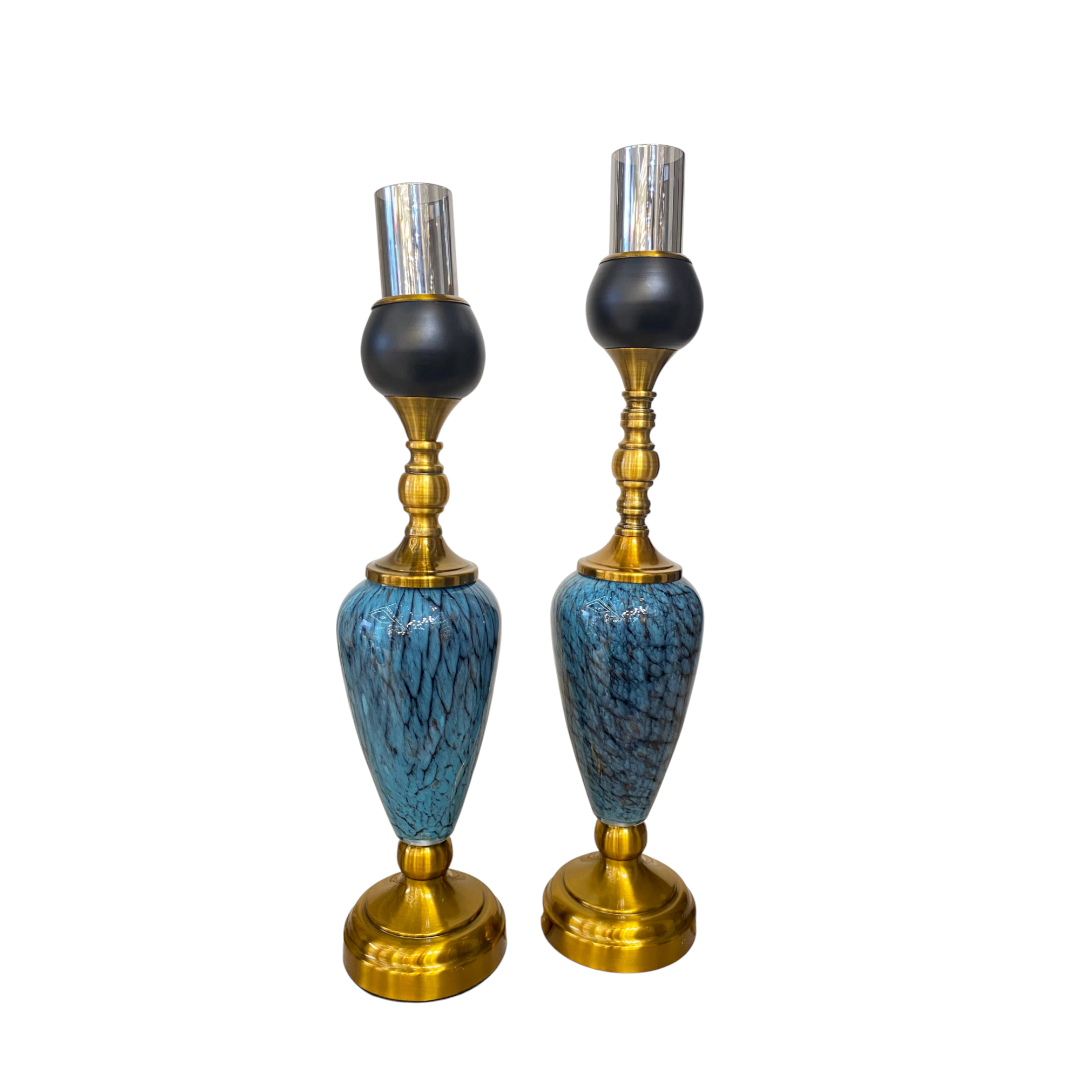 Azure Gold Ornate Candle Holder