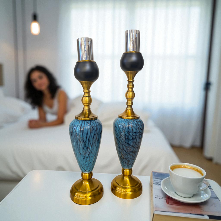 Azure Gold Ornate Candle Holder