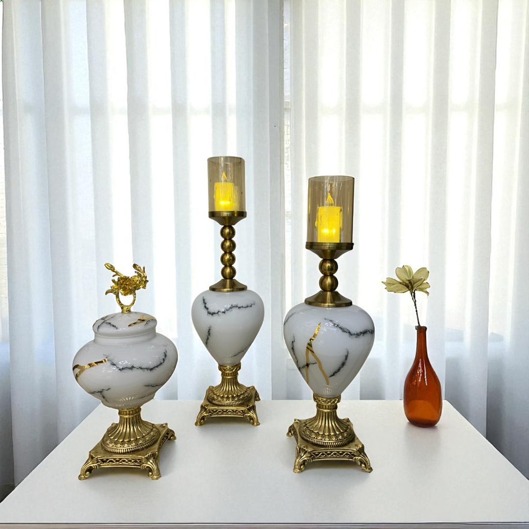 Luxury Marble textured Candle Holders