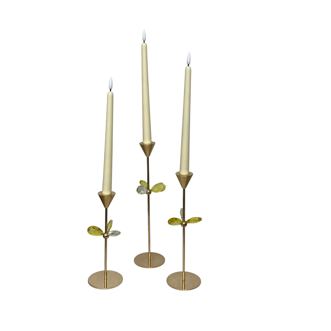 Golden Metallic Candle Holder Set