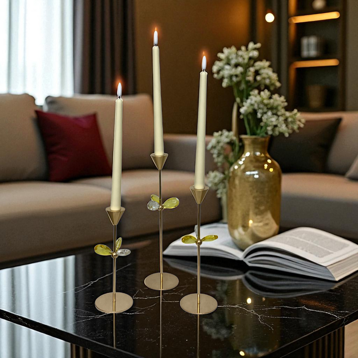 Golden Metallic Candle Holder Set