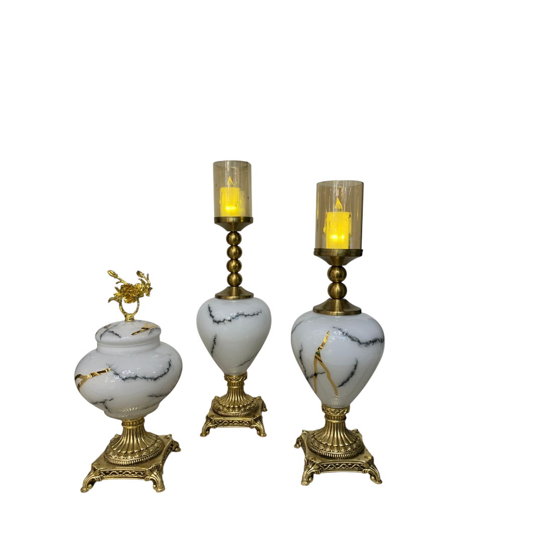 Luxury Marble textured Candle Holders